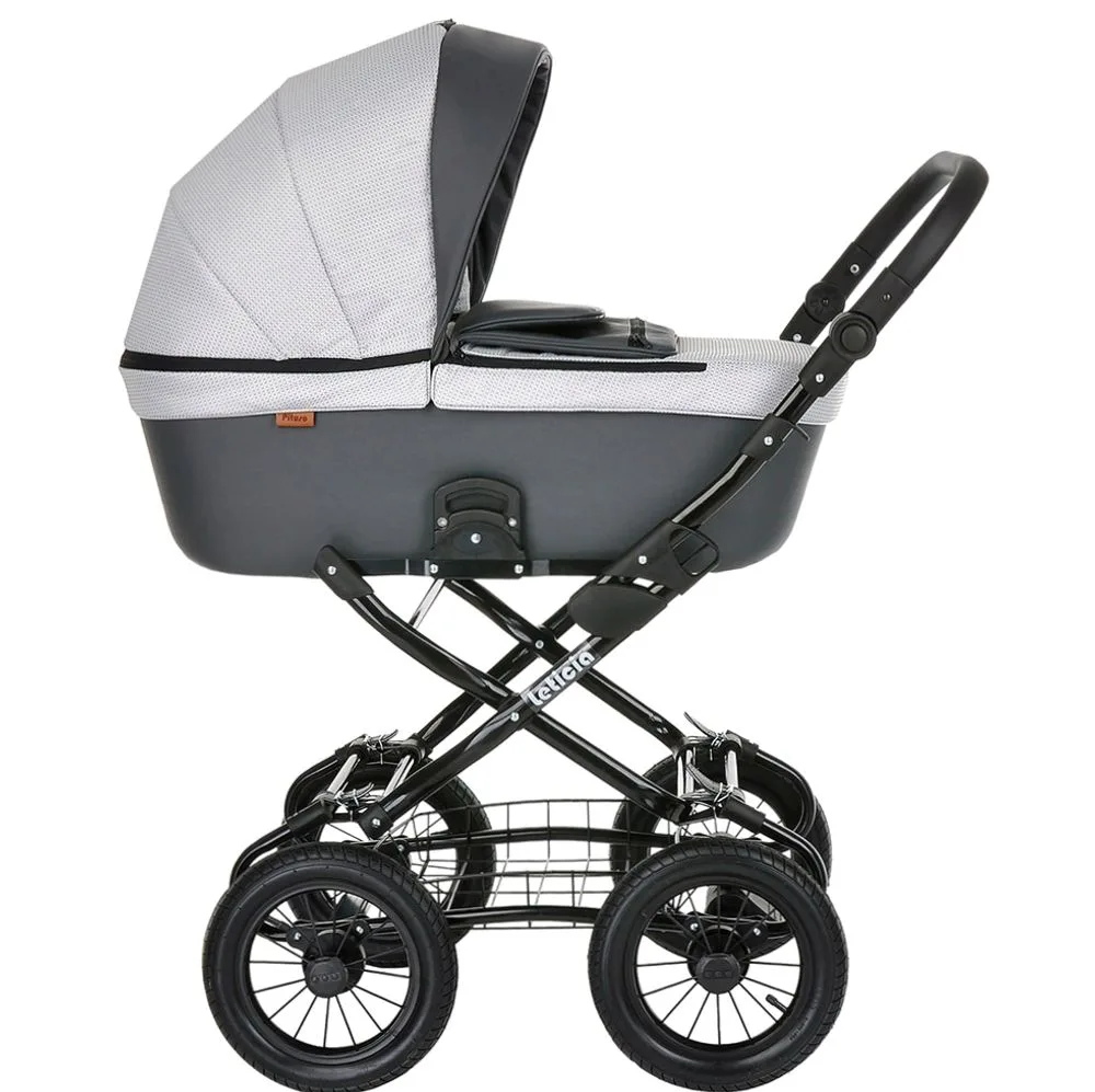 Коляска Pituso Leticia Classic люлька колесо D-12 (Питусо Летиция Классик), ракурс 3
